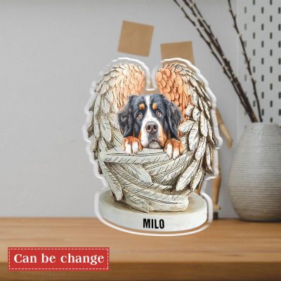 Personalized Bernese Mountain Dog Angel Wings Acrylic Plaque - Bernese Mountain Dog Shop