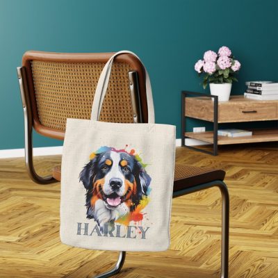 Personalized Bernese Mountain Dog Watercolor Tote Bag - Bernese Mountain Dog Shop