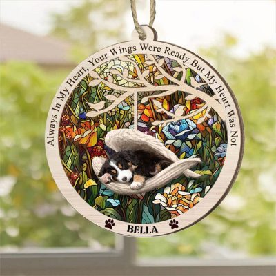 Personalized New Bernese Mountain Memorial Suncatcher Ornament - Bernese Mountain Dog Shop