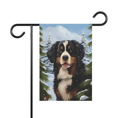 Winter Bernese Mountain Winter Dog Flag - Bernese Mountain Dog Shop